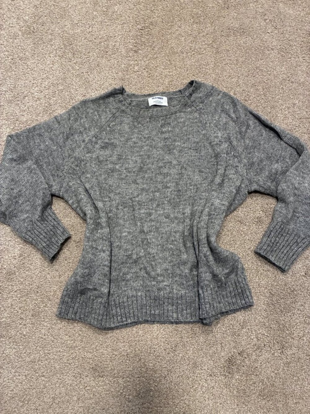 Old Navy Gray Soft Knit Raglan Crewneck Sweater Women's L
